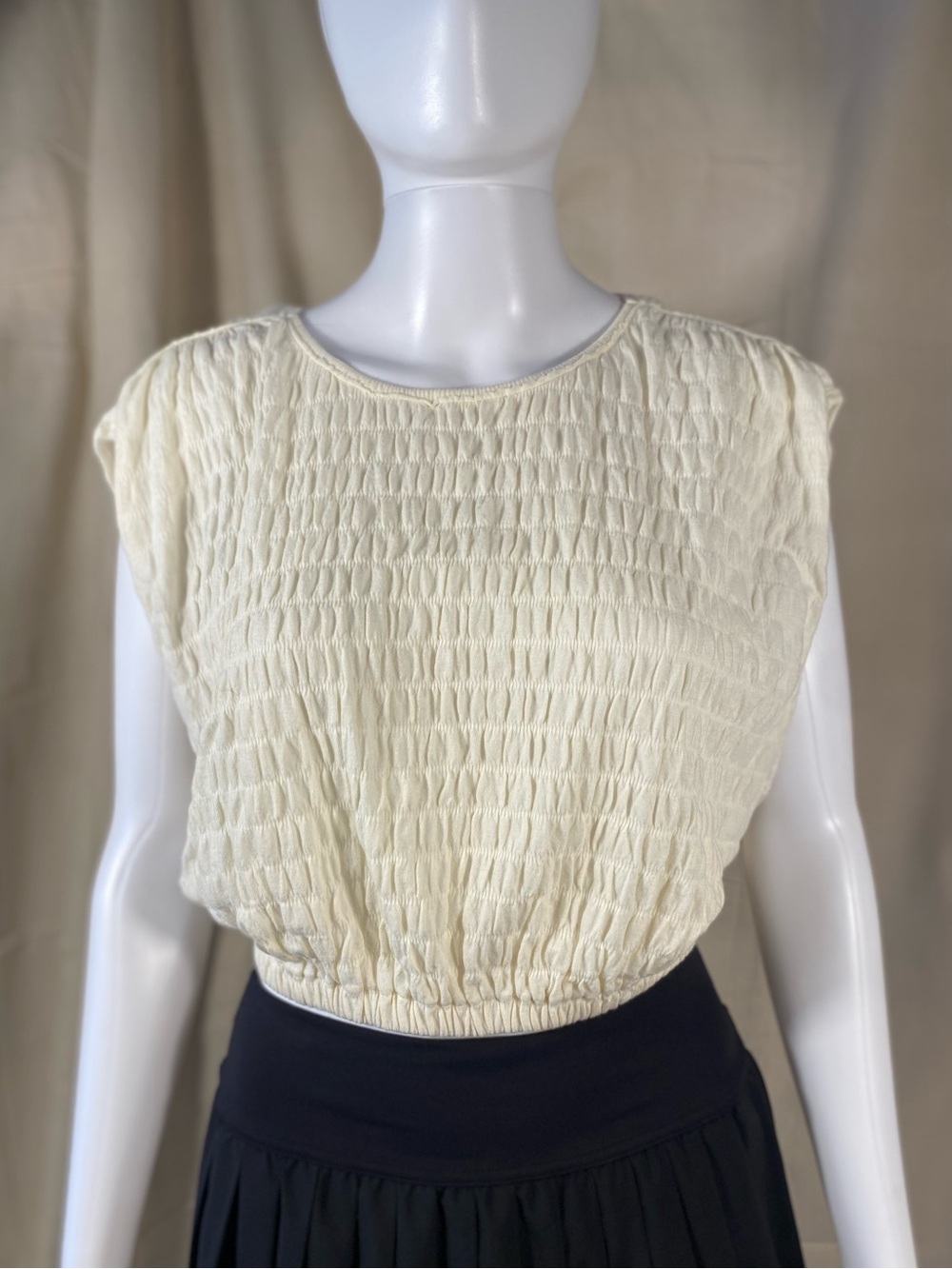 Urban Outfitters Paloma Cream Seersucker Sleeveless Top